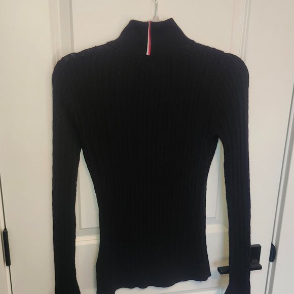 Tommy Hilfiger Sweater Womens Small Knit Zip Up Cable Knit Cotton Crest Logo - Picture 4 of 4